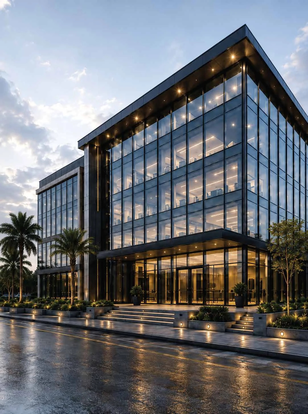 Glass façade building