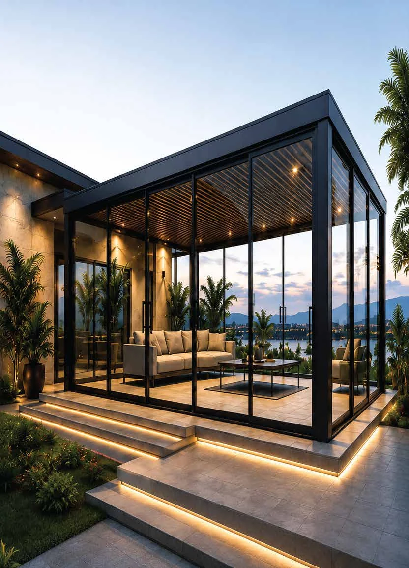 Outdoor glass room